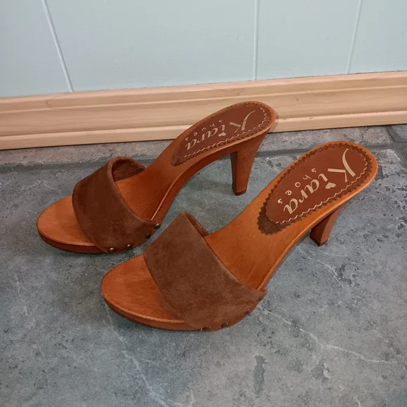 Kiara Shoes Italy Brown Suede Slides Sandals 7M NEW - Picture 4 of 10